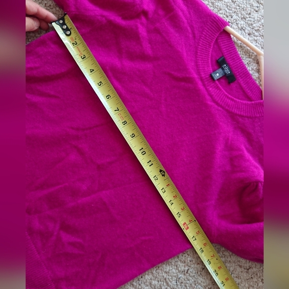 AQUA 100% Cashmere Balloon Sleeve Sweater in magenta size S - Picture 12 of 15